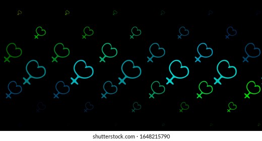Dark Blue, Yellow vector background with woman symbols. Abstract illustration with a depiction of women's power. Elegant design for wallpapers.