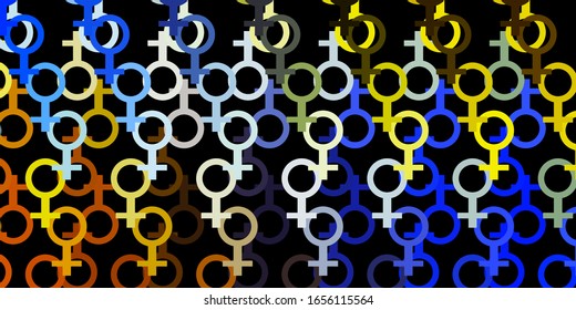 Dark Blue, Yellow vector background with occult symbols. Illustration with magical signs of spiritual power. Simple design for occult depiction.