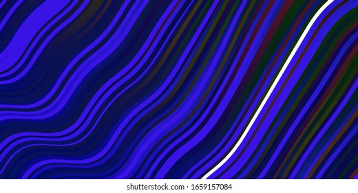 Dark Blue, Yellow vector background with curved lines. Abstract illustration with gradient bows. Pattern for business booklets, leaflets