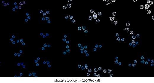 Dark Blue, Yellow vector background with occult symbols. Illustration with magical signs of spiritual power. Design for magic, spiritual events.
