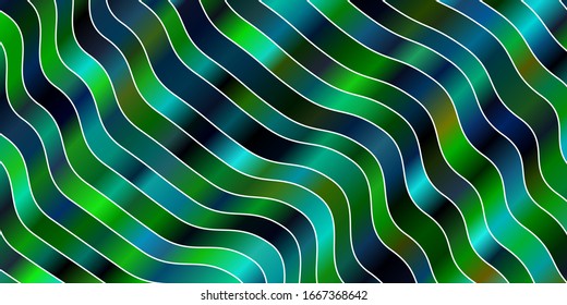 Dark Blue, Yellow vector background with curved lines. Abstract gradient illustration with wry lines. Pattern for booklets, leaflets.