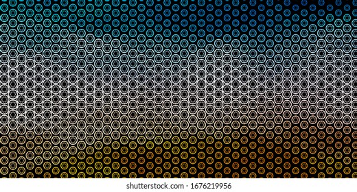 Dark Blue, Yellow vector background with occult symbols. Abstract illustration with gothic gradient shapes. Background for esoteric, mystic designs.