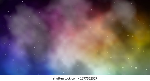 Dunkelblau, gelbe Vektorillustration mit kleinen und großen Sternen. Farbige Illustration mit kleinen und großen Sternen. Thema für Handys.