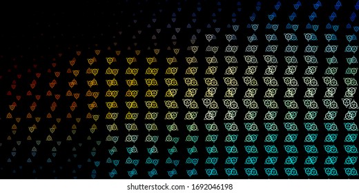 Dark Blue, Yellow vector background with occult symbols. Abstract illustration with gothic gradient shapes. Best design halloween events.
