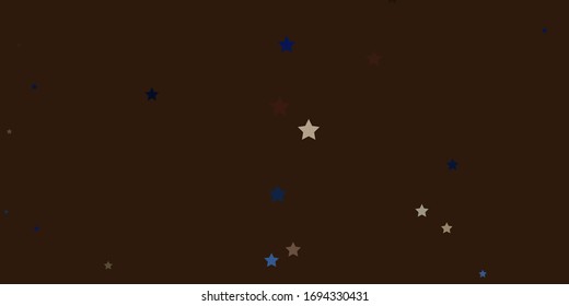 Azul oscuro, fondo vectorial amarillo con estrellas coloridas. Diseño decorativo deslucido y de estilo sencillo con estrellas. Patrón para anuncios de año nuevo, folletos.