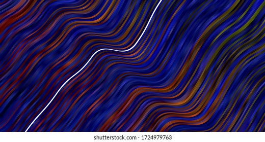 Dark Blue, Yellow vector background with bent lines. Colorful illustration with curved lines. Pattern for websites, landing pages.