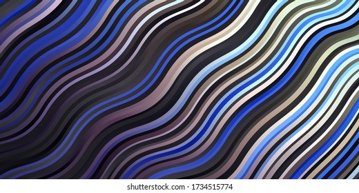 Dark Blue, Yellow vector background with bent lines. Gradient illustration in simple style with bows. Pattern for booklets, leaflets.