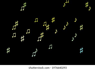 Dark Blue, Yellow vector background with music symbols. Abstract illustration with colorful symbols of melody. Pattern for school ad, booklets.