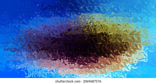 Dark Blue, Yellow vector background with triangles. Triangle shapes with colorful gradient in abstract style. Template for commercials.