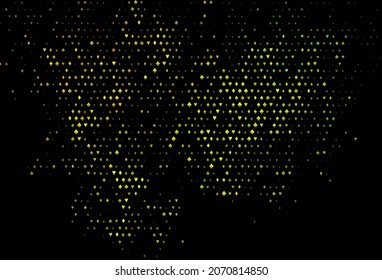 Dark blue, yellow vector background with cards signs. Illustration with set of hearts, spades, clubs, diamonds. Pattern for leaflets of poker games, events.