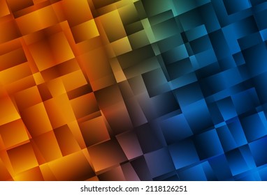 Dark Blue, Yellow vector background with rectangles. Rectangles on abstract background with colorful gradient. Best design for your ad, poster, banner.