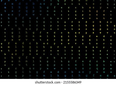 Dark blue, yellow vector background with signs of alphabet. Colored alphabet signs with gradient on white background. The pattern can be used as ads, poster, banner for books.