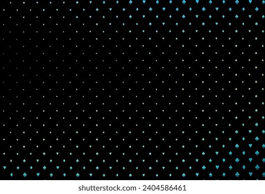 Dark blue, yellow vector background with cards signs. Blurred decorative design of hearts, spades, clubs, diamonds. Design for ad, poster, banner of gambling websites.