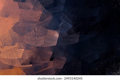 Dark Blue, Yellow vector background with wry lines. Colorful geometric sample with gradient lines.  Simple template for your design.