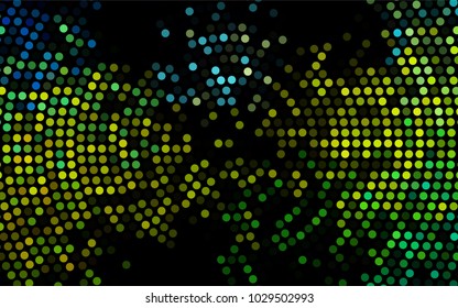Dark Blue, Yellow vector banner with circles, spheres. Abstract spots. Background of Art bubbles in halftone style with colored gradient.