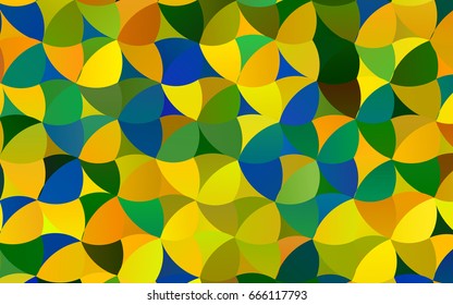 Dark Blue, Yellow vector banner with circles, spheres. Abstract spots. Background of Art bubbles in halftone style with colored gradient.