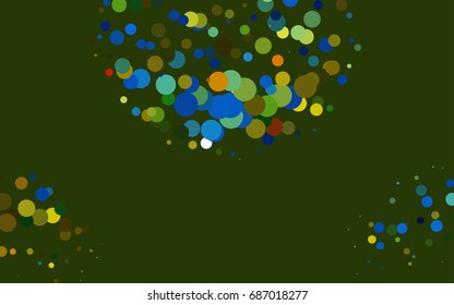 Dark Blue, Yellow vector banner with circles, spheres. Abstract spots. Background of Art bubbles in halftone style with colored gradient.