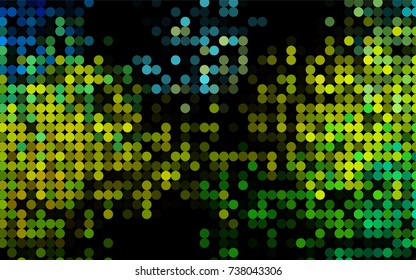 Dark Blue, Yellow vector banner with circles, spheres. Abstract spots. Background of Art bubbles in halftone style with colored gradient.