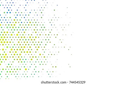 Dark Blue, Yellow vector banner with circles, spheres. Abstract spots. Background of Art bubbles in halftone style with colored gradient.