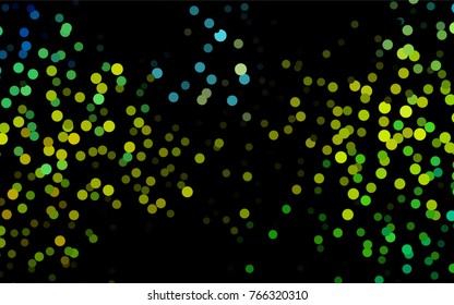 Dark Blue, Yellow vector banner with circles, spheres. Abstract spots. Background of Art bubbles in halftone style with colored gradient.
