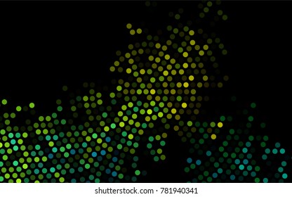 Dark Blue, Yellow vector banner with circles, spheres. Abstract spots. Background of Art bubbles in halftone style with colored gradient.