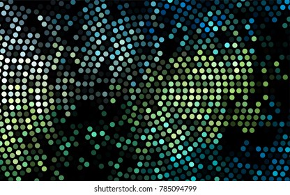 Dark Blue, Yellow vector banner with circles, spheres. Abstract spots. Background of Art bubbles in halftone style with colored gradient.