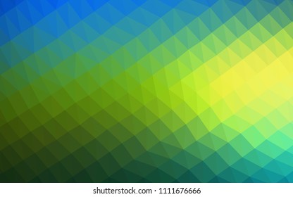 Dark Blue, Yellow vector blurry hexagon template. Creative illustration in halftone style with gradient. Triangular pattern for your business design.