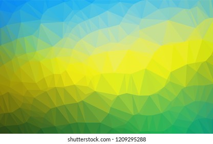 Dark Blue, Yellow vector blurry hexagon pattern. Triangular geometric sample with gradient.  A completely new design for your business.