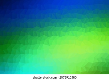 Azul oscuro, plantilla de triángulo borroso del vector amarillo. Ilustración creativa en estilo de semitono con gradiente. Plantilla para un fondo de teléfono móvil.