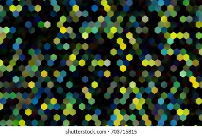 Dark Blue, Yellow vector blurry hexagon background design. Geometric background in Origami style with gradient. 