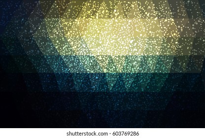 Dark Blue, Yellow vector christmas polygon background. Low poly Illustration consisting of triangles with snowflakes. Texture background of New Year celebration.