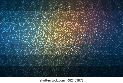 Dark Blue, Yellow vector christmas polygon background. Low poly Illustration consisting of triangles with snowflakes. Texture background of New Year celebration.