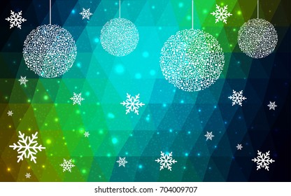 Dark Blue Yellow vector christmas postcard low polygon background. Illustration consisting of triangles. Abstract triangular polygonal origami or crystal design of New Year celebration.