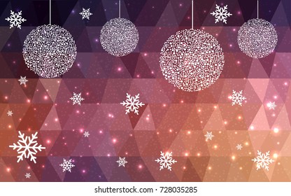 Dark Blue Yellow vector christmas postcard low polygon background. Illustration consisting of triangles. Abstract triangular polygonal origami or crystal design of New Year celebration.