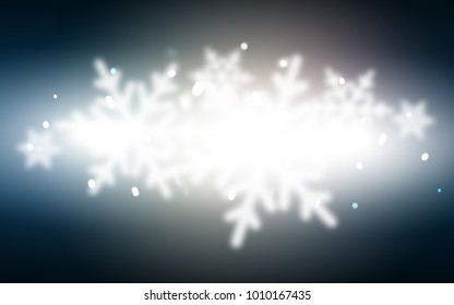 Dark Blue, Yellow vector cover with beautiful snowflakes. Snow on blurred abstract background with gradient. The pattern can be used for new year leaflets.