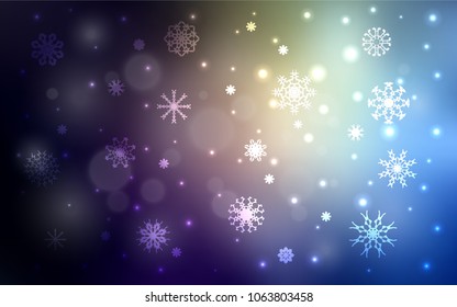 Dark Blue, Yellow vector cover with beautiful snowflakes. Glitter abstract illustration with crystals of ice. The pattern can be used for new year leaflets.