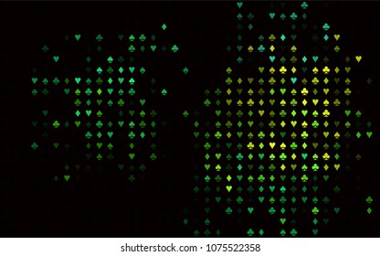 Dark Blue, Yellow vector cover with symbols of gamble. Colorful gradient with signs of hearts, spades, clubs, diamonds. Smart design for your business advert of casinos.