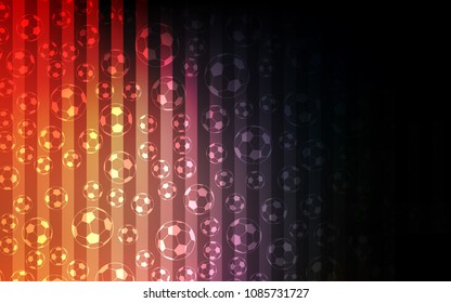 Dark Blue, Yellow vector cover with football symbols. Illustration with set of soccer balls on gradiental backdrop. Pattern for ads of football championship 2018.