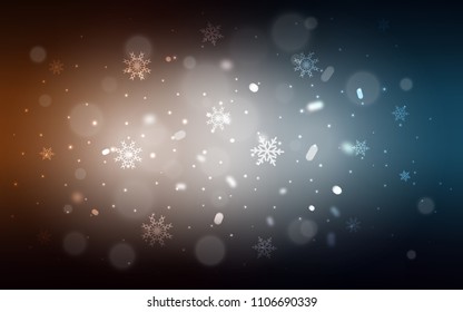 Dark Blue, Yellow vector cover with beautiful snowflakes. Glitter abstract illustration with crystals of ice. New year design for your business advert.