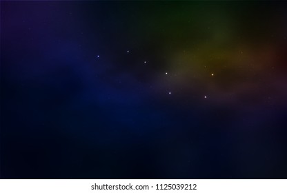 Dark Blue, Yellow vector cover with astronomical stars. Glitter abstract illustration with colorful cosmic stars. Template for cosmic backgrounds.