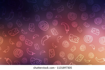 Dark Blue, Yellow vector cover with cuisine gourmet. Decorative shining illustration with food on abstract template. Pattern for ad, booklets, leaflets of restaurants.