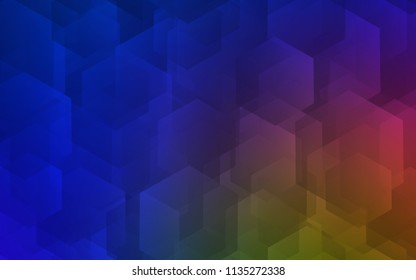 Dark Blue, Yellow vector cover with set of hexagons. Illustration of colored hexagons on white surface. New design for website's poster, banner.