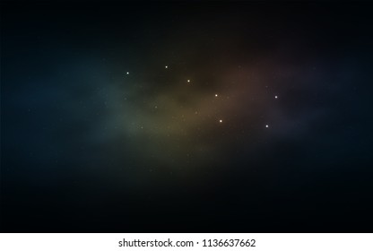 Dark Blue, Yellow vector cover with astronomical stars. Shining illustration with sky stars on abstract template. Pattern for futuristic ad, booklets.