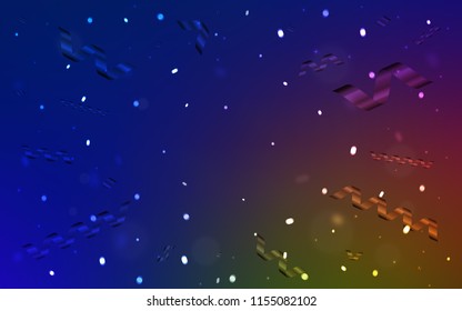 Dark Blue, Yellow vector cover with happy holiday ribbons. Glitter abstract illustration with colorful confetti, ribbons. The pattern can be used for birthday gifts, congratulations.