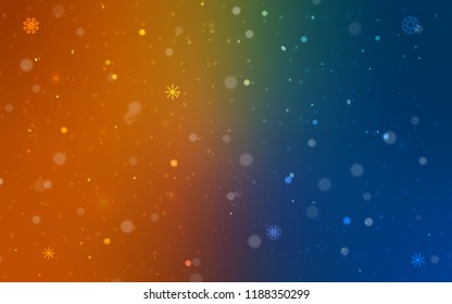Dark Blue, Yellow vector cover with beautiful snowflakes. Glitter abstract illustration with crystals of ice. The pattern can be used for new year ad, booklets.