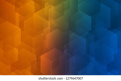 Dark Blue, Yellow vector cover with set of hexagons. Illustration with set of colorful hexagons. New design for website's poster, banner.