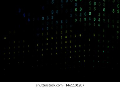 Dark Blue, Yellow vector cover with dollar, USD, usa signs. Abstract illustration with colored financial digital symbols. The pattern can be used for financial, investment websites.