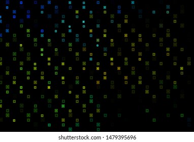 Dark Blue, Yellow vector cover in polygonal, circular style. Beautiful illustration with colorful gradient rectangles, circles. Pattern for websites, landing pages.