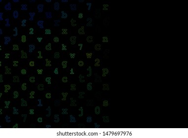 Dark Blue, Yellow vector cover with english symbols. Blurred design in simple style with signs of alphabet. Smart design for your business advert of university.