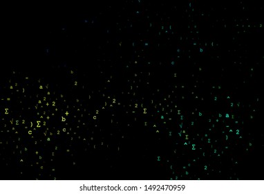 Dark Blue, Yellow vector cover with math elements. Blurred design in simple style with collection of numerals. Best design for your math college.